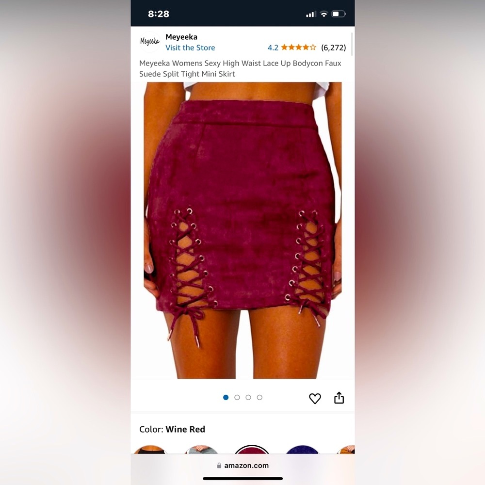 Wine Red Faux Suede Bodycon Mini Skirt